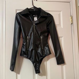 Biker baddie zip front bodysuit